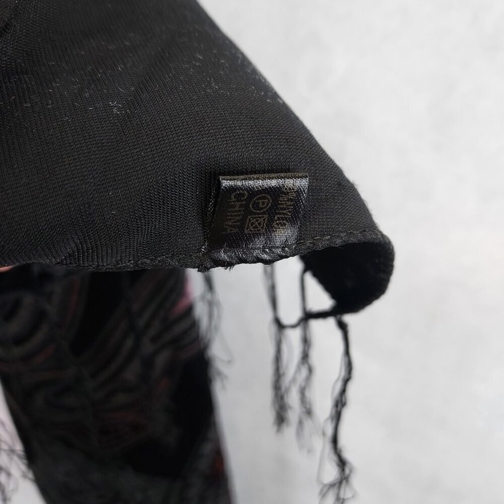 Velvet Burnout Scarf Shawl Rectangle Sheer Tassel Heart Paisley Witch Whimsigoth - Picture 7 of 10